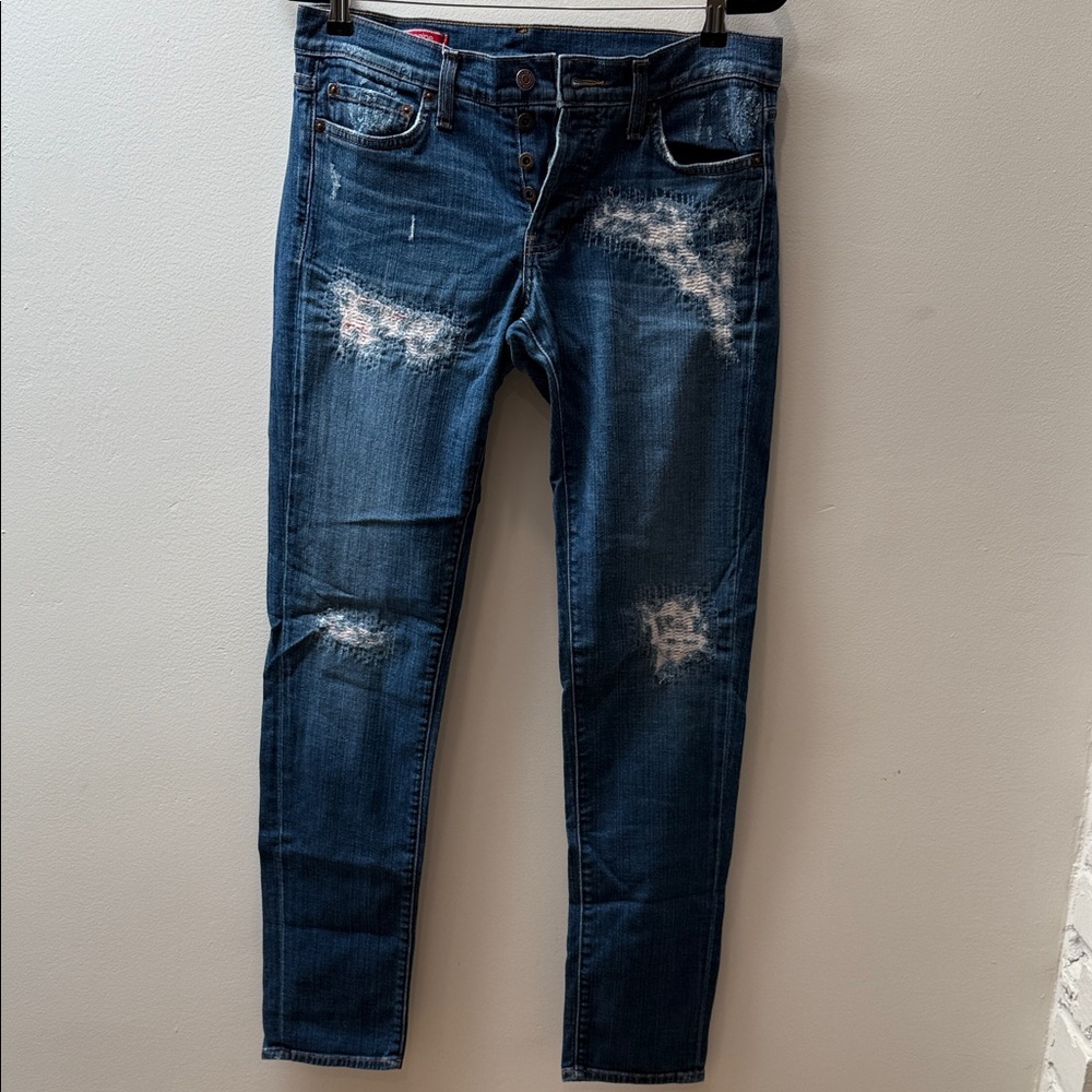 Red Engine Dark Blue Distressed Jeans